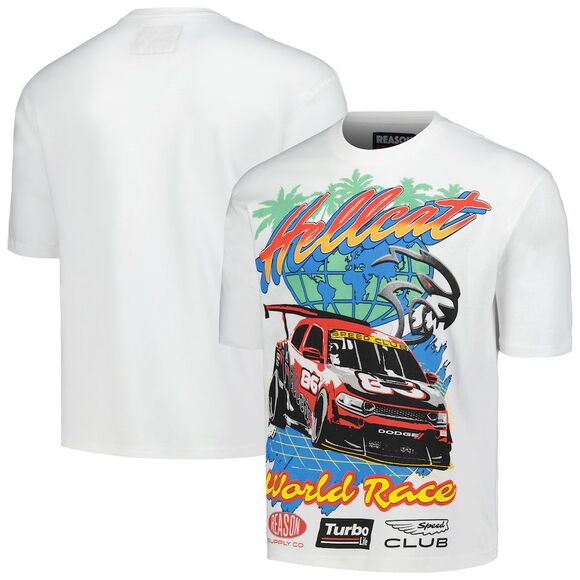 Dodge Reason Men's White Hellcat World Race Racing Cotton T-Shirt Size XXL (2XL) - Picture 5 of 8